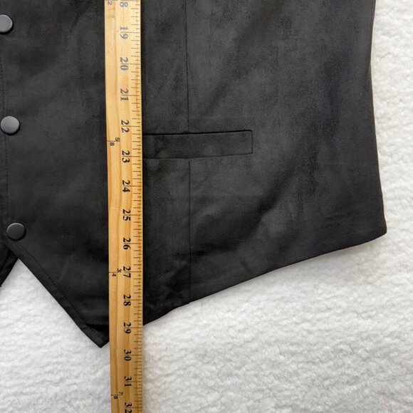 COOFANDY Faux Suede Vest Embroidered Snap Front Western Black Mens 2XL XXL NWT - Picture 12 of 12